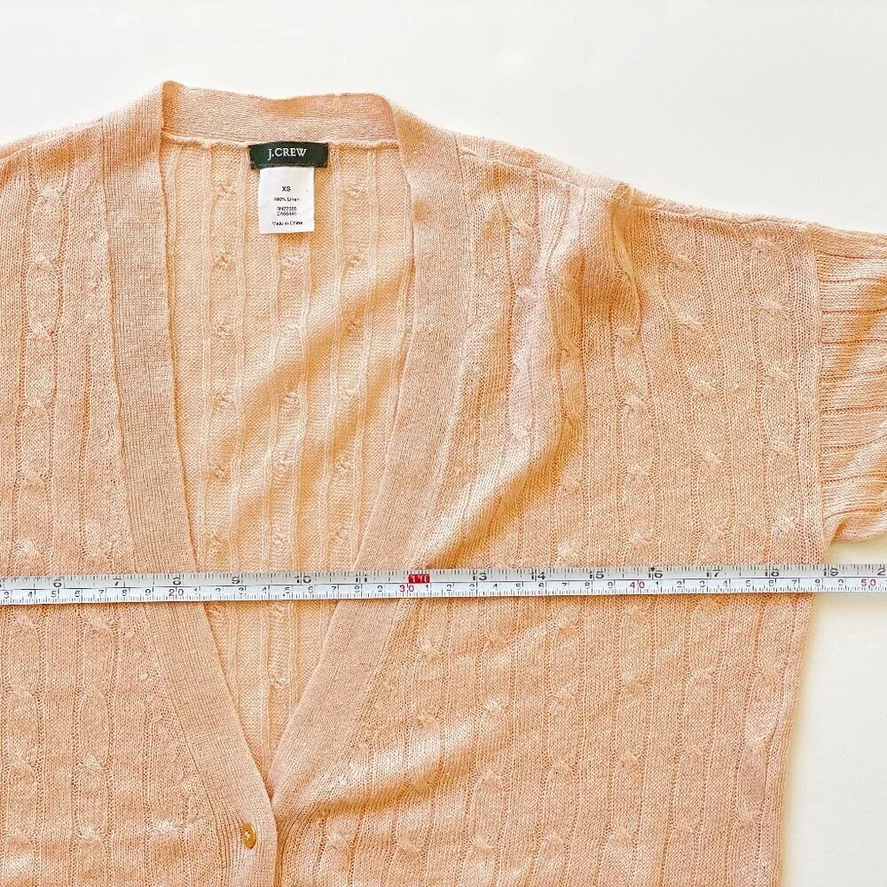 J.Crew 100% Linen Cable Knit Gold Button Cardigan XS